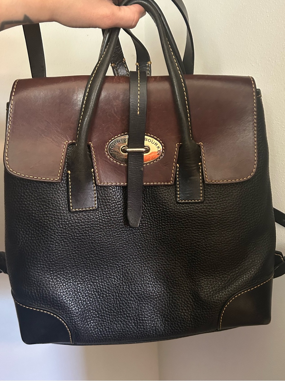 Dooney & Bourke Black Pebbled Leather Backpack